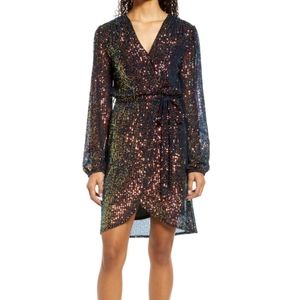 Fraiche by J Sparkling Sequined Wrap Dress